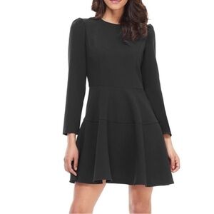 Gal Meets Glam Black Celeste Long Sleeve Fit & Flare Dress Women’s 0 LBD Classic